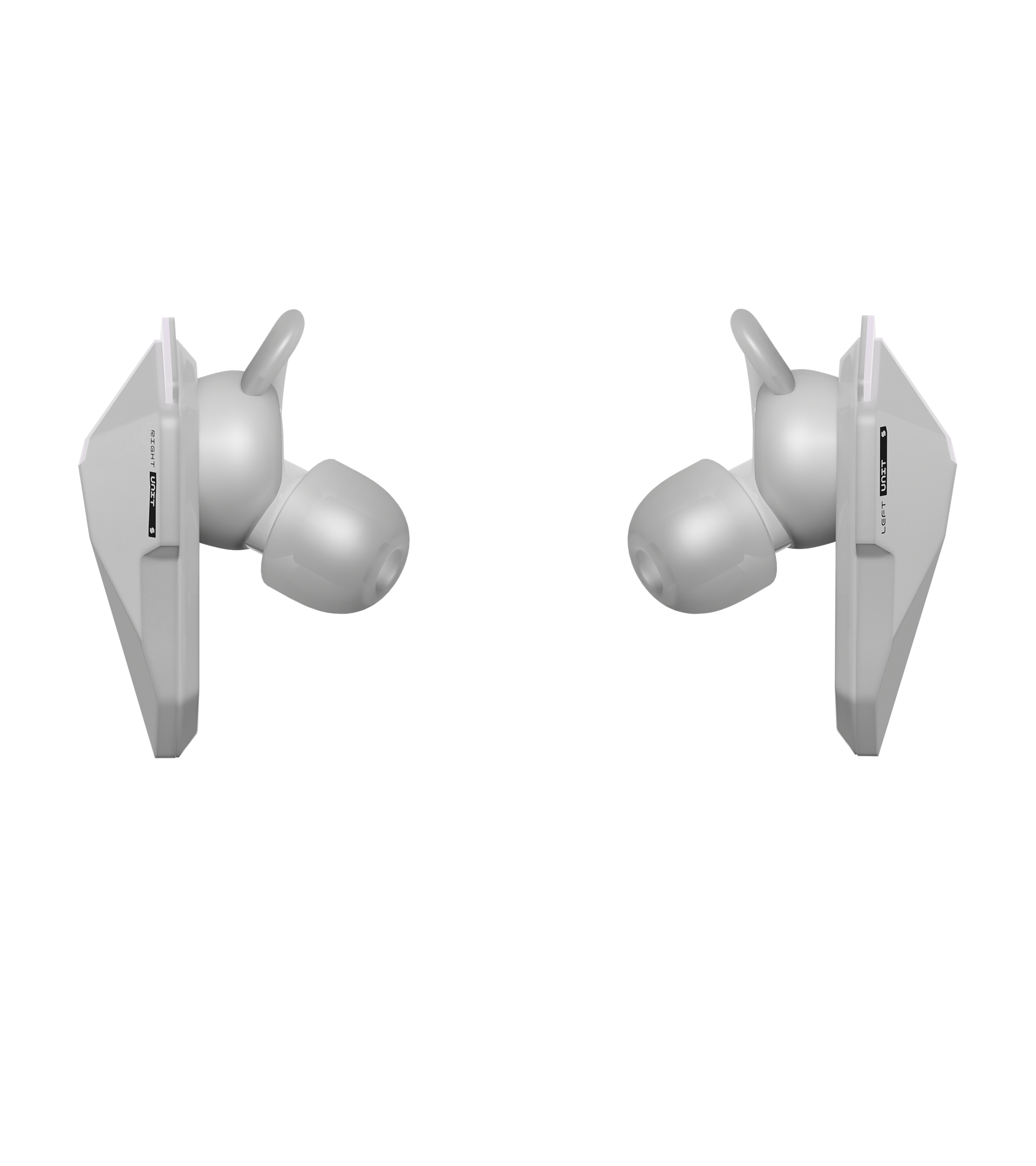 SANWEAR™ Lunar Chrome in-ear Bluetooth earbuds top view