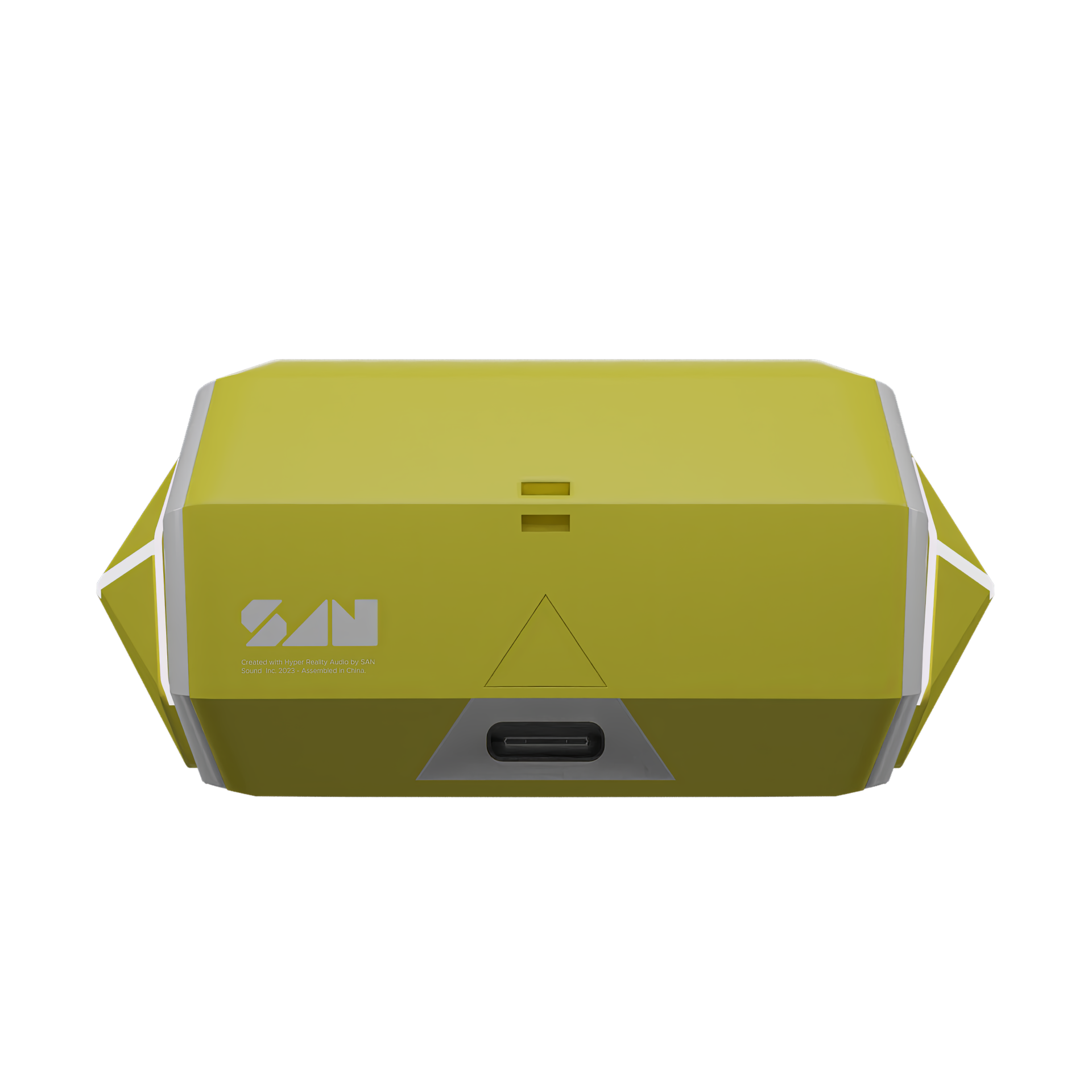 SANWEAR™ SORA in-ear Bluetooth headphones rear view of charging port and lanyard hook